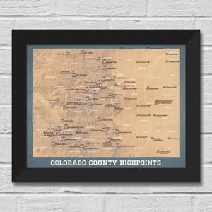 Hoogtepunten kaart van Colorado County, 11 x 14, afdrukken