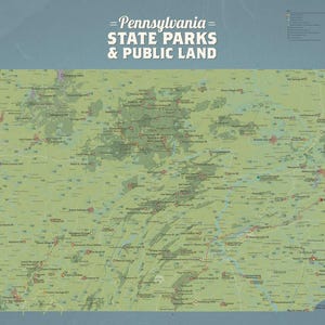 Pennsylvania State Parks & öffentlichen Ländereien Karte 24x36 Poster