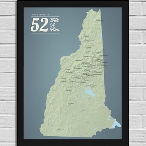 New Hampshire '52 With A View' Map 18x24 Poster
