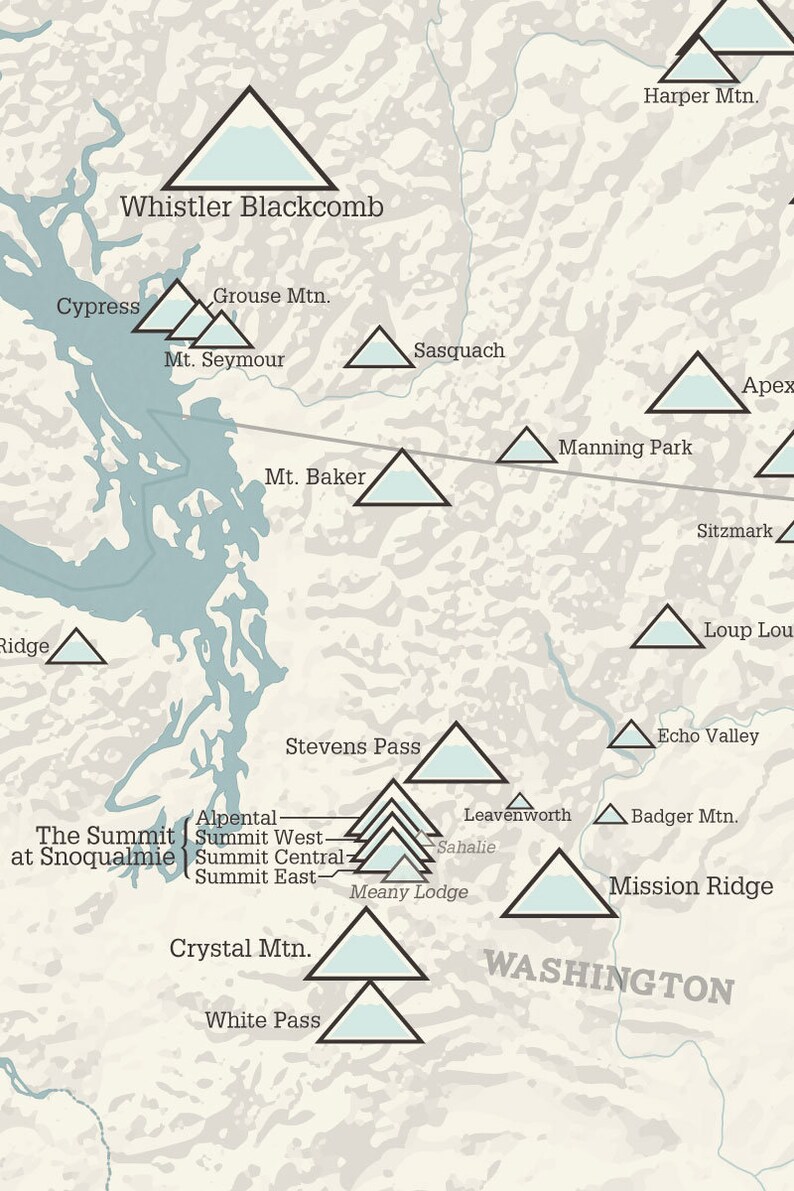 Western Ski Resorts Map 24x36 Poster Etsy