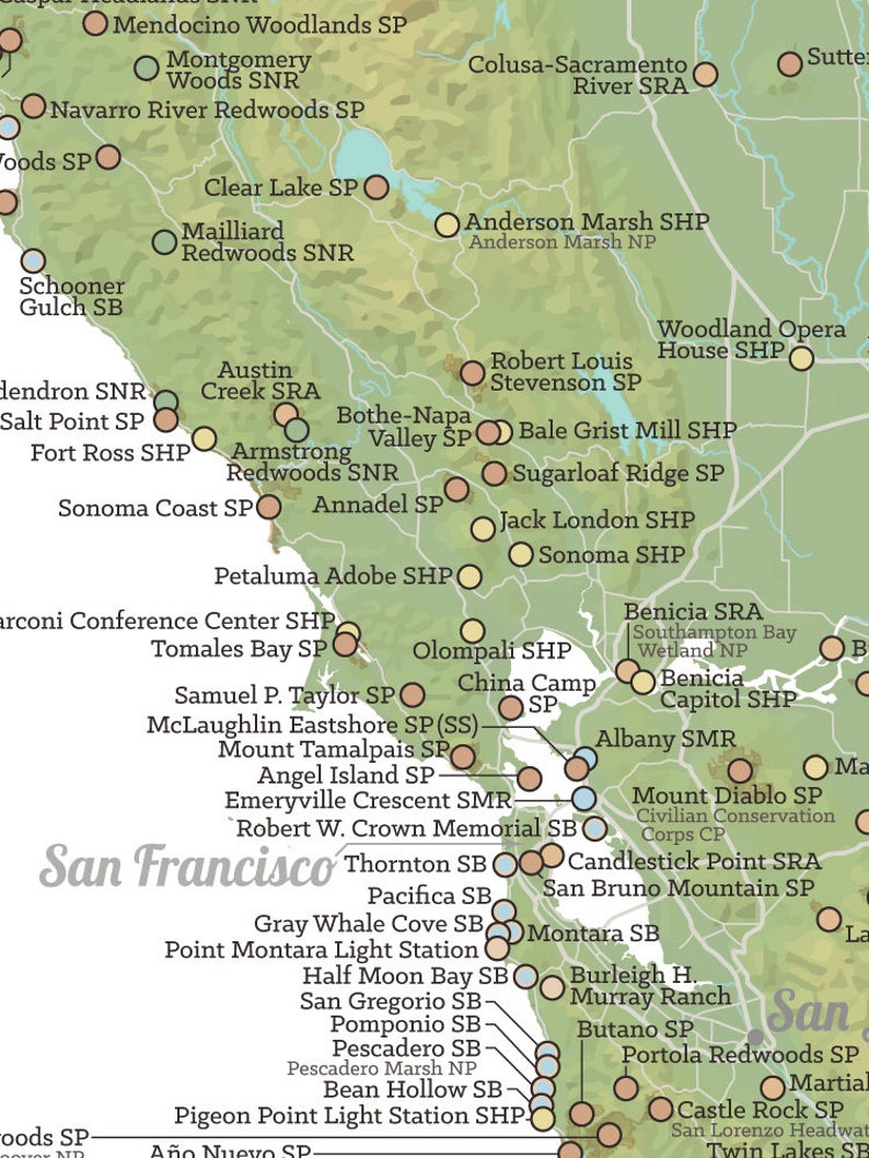 California State Parks Map 18x24 Poster Etsy