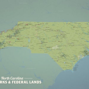 North Carolina State Parks & Bundesland Karte 24x36 Poster