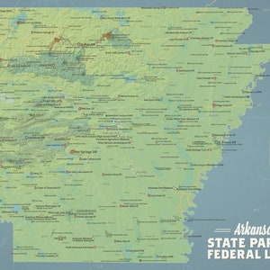 Arkansas State Parks & Bundesländereien Karte 18x24 Poster