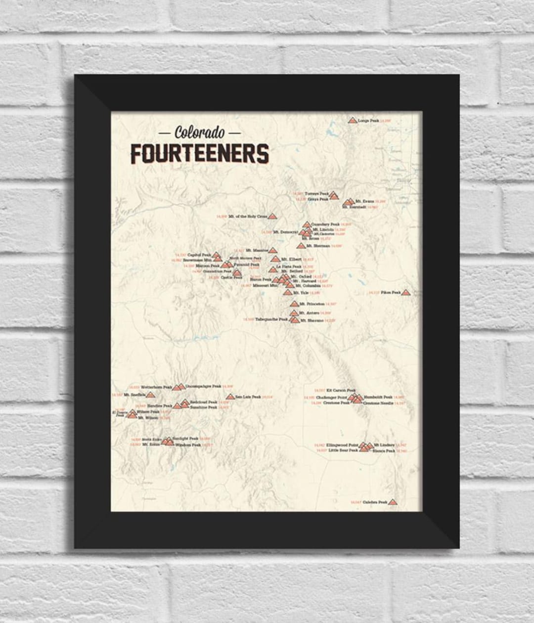 58 Colorado 14ers Map 11x14 Print - Etsy