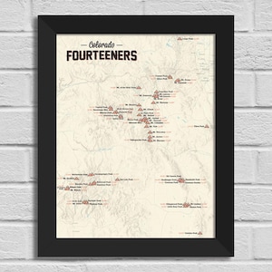 58 Colorado 14ers Map 11x14 Print