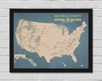 US National Forests Map 18x24 Poster