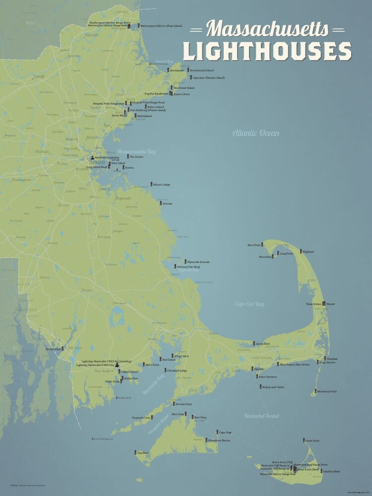 Massachusetts Lighthouses 18x24 Poster