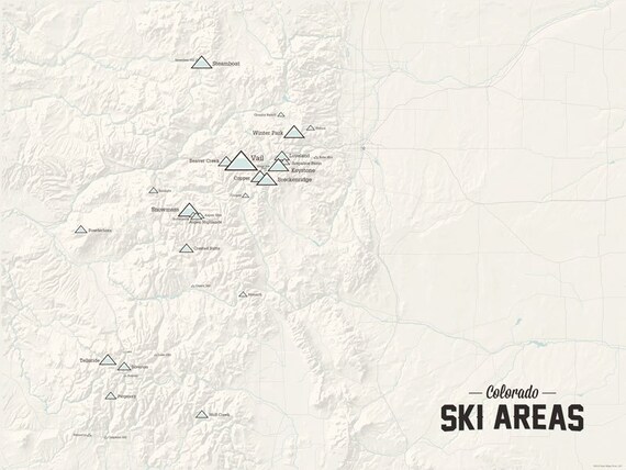 Colorado Ski Resorts Map 18x24 Poster | Etsy