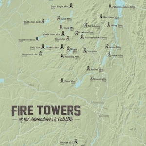 Adirondack Fire Tower-uitdagingskaart 11 x 14 print