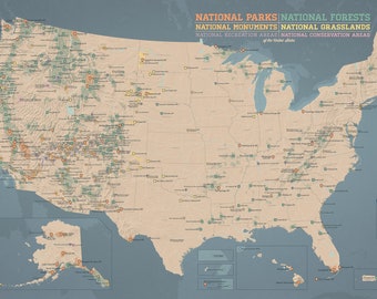 National Parks And Monuments Map Us National Parks Monuments & Forests Map 24X36 Poster - Etsy Singapore