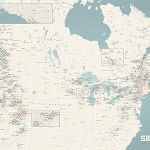 North America Ski Resorts Map 24x36 Poster - Etsy