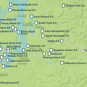 Washington State Parks Map 18x24 Poster - Etsy