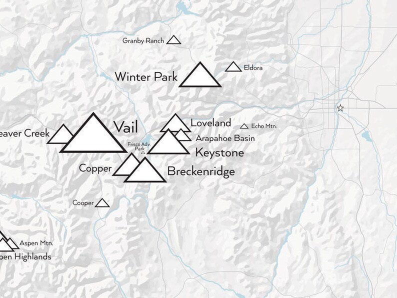 Colorado Ski Resorts Map 18x24 Poster - Etsy