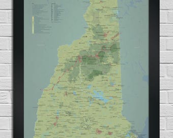 New Hampshire State Parks & Federal Land Map 24x36 Poster