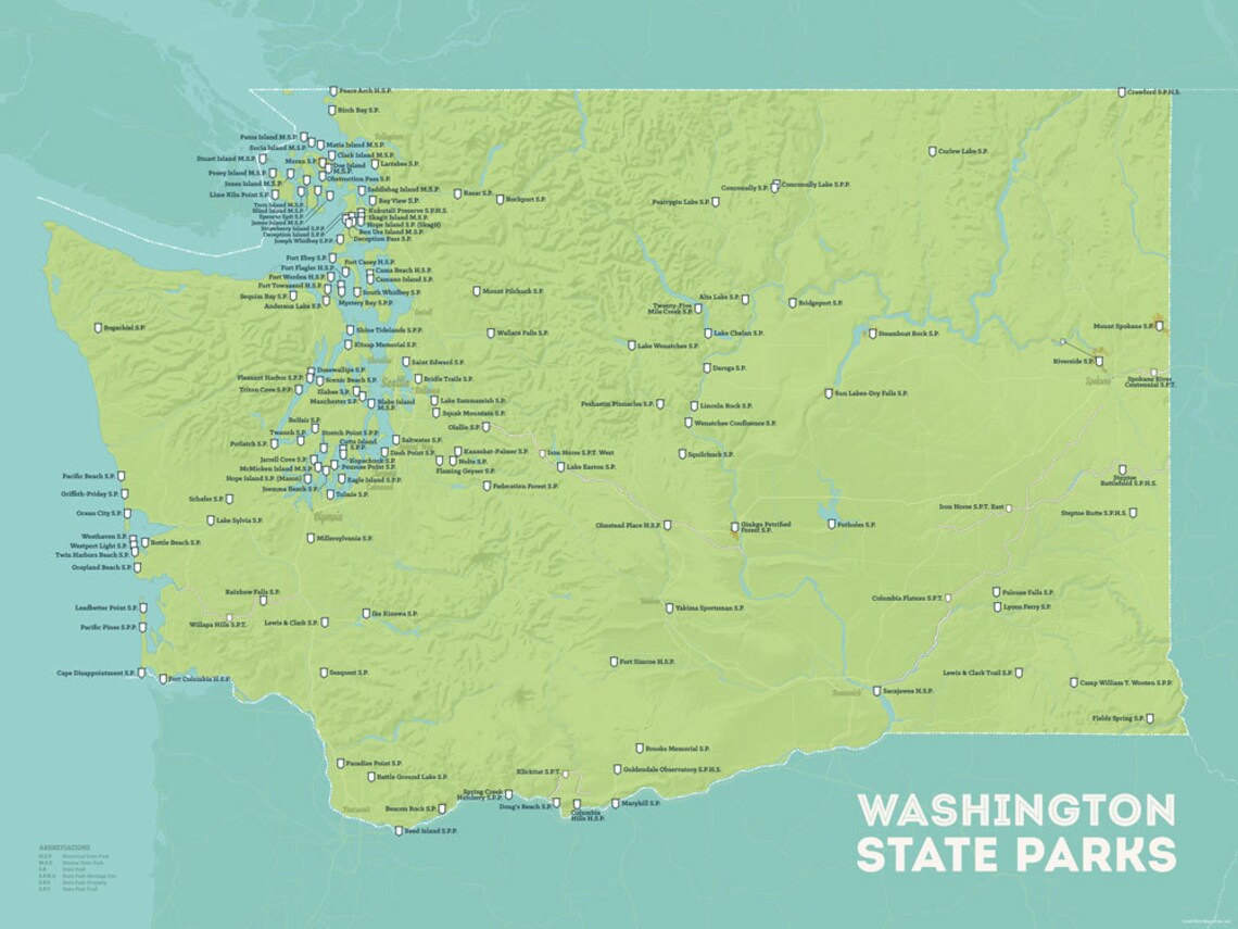 Washington State Parks Map 18x24 Poster Etsy Il 1140xN.1064627989 11nw 