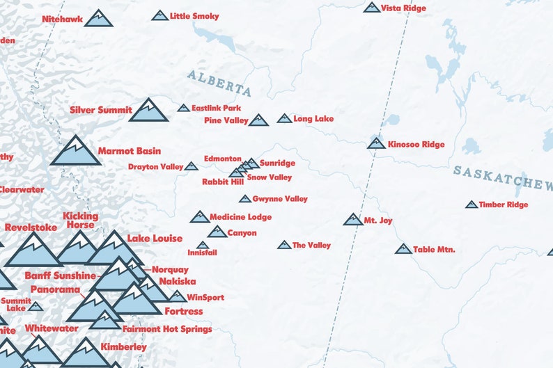 Canada Ski Resorts Map 24x36 Poster Etsy