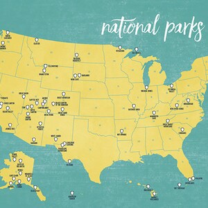 US National Parks Map 11x14 Print - Etsy