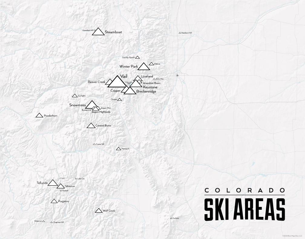 Colorado Ski Resorts Map 11x14 Print - Etsy