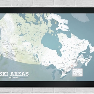 Póster de 24 x 36 con mapa de estaciones de esquí de Canadá
