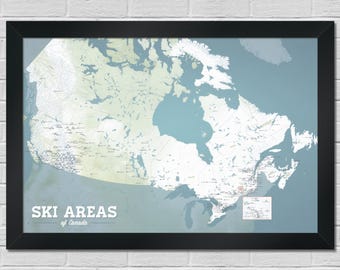 Kaart van de Canadese skiresorts, 24 x 36, poster