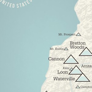 New Hampshire Ski Resorts Map 18x24 Poster