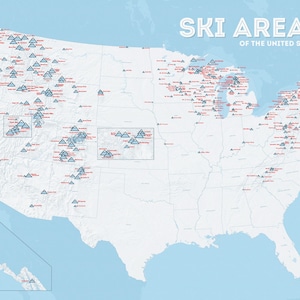 US Ski Resorts Map 24x36 Poster - Etsy