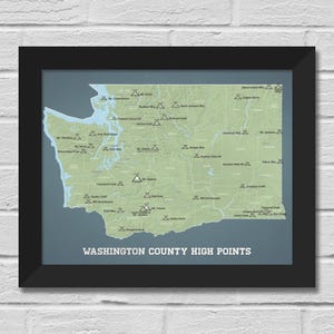 Washington County Highpoints Karte Druck 11x14