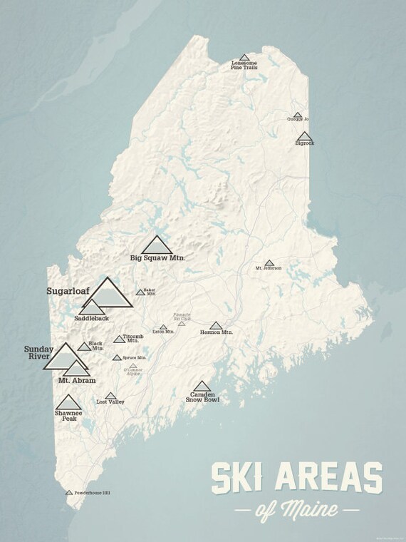 map of maine ski resorts Maine Ski Resorts Map 18x24 Poster Etsy map of maine ski resorts