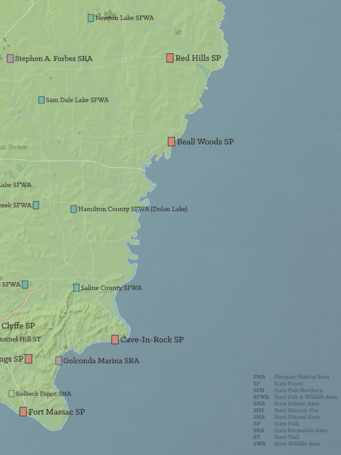 Illinois State Parks Map 18x24 Poster Etsy