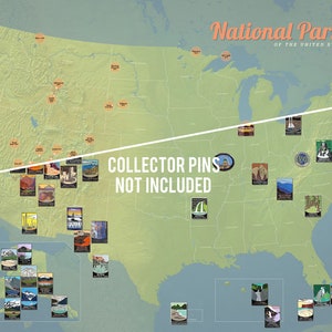 National Park Collector Pins Display Map 24x36 Poster