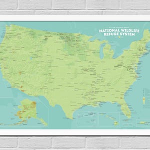 US National Wildlife Refuge System Map 24x36 Poster image 1