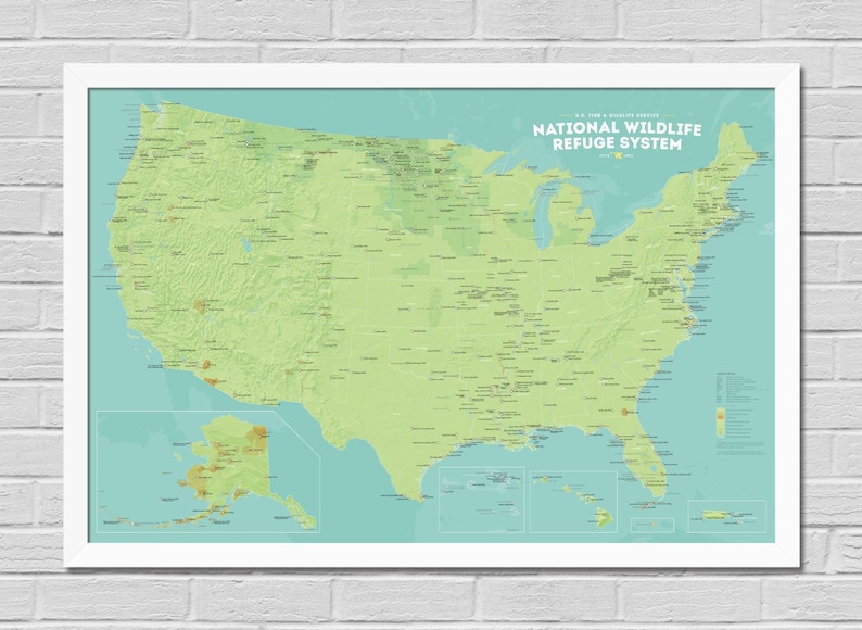 US National Wildlife Refuge System Map 24x36 Poster image 1