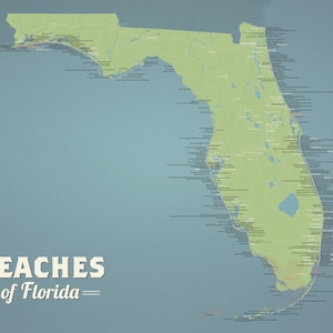 Kaart van 18 x 24 met kaart van Florida-stranden