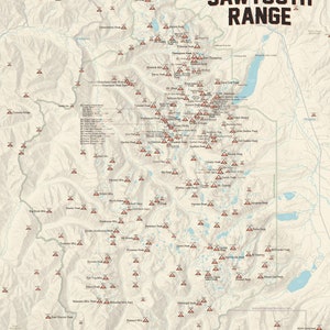 Sawtooth Range (Idaho) Climbers' Map 18x24 Poster