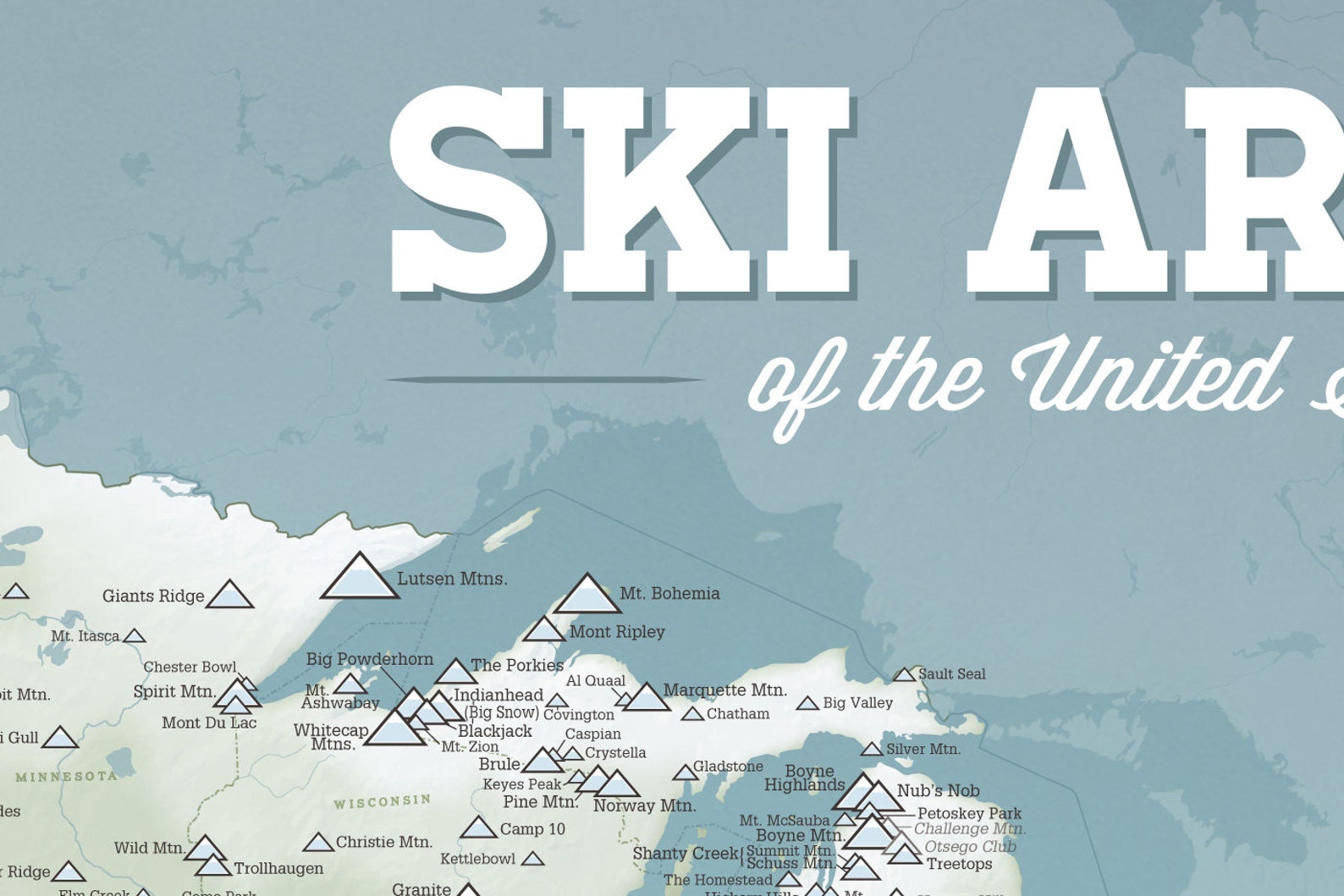 US Ski Resorts Map PREMIUM FRAMED 24x36 Poster Etsy Il 1588xN.3147342637 285n 