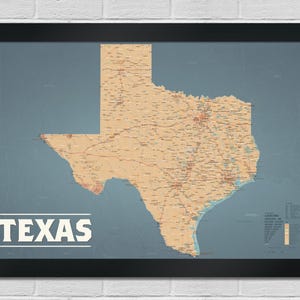 Texas State Wall Map // Decorative Poster