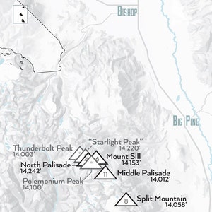 California 14ers Map 11x14 Print - Il 300x300.1100411157 1s62