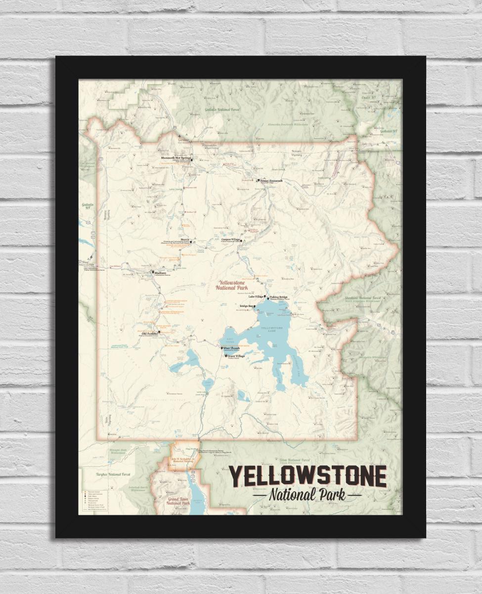 Yellowstone National Park Map 18x24 Poster - Etsy