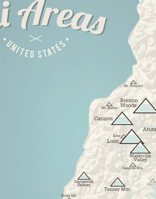 New Hampshire Ski Resorts Map 11x14 Print - Etsy