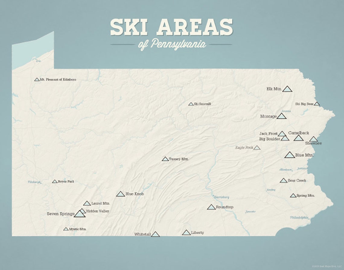 Pennsylvania Ski Resorts Map 11x14 Print Etsy