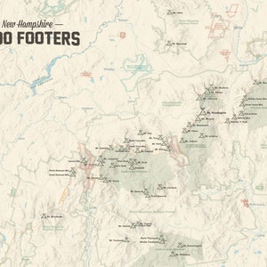 New Hampshire 4000 Footers Map 18x24 Poster