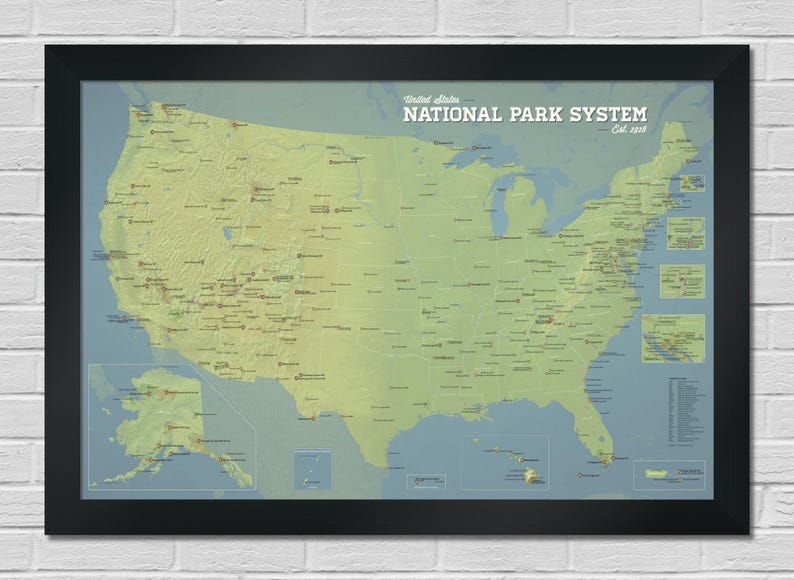 US National Park System Units Map 24x36 Poster image 1