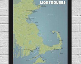 Massachusetts Lighthouses 18x24 Poster