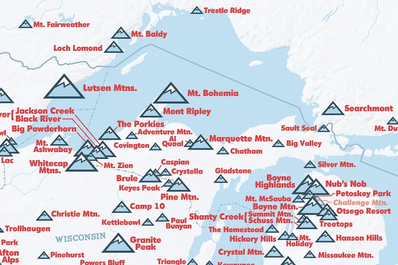 North America Ski Resorts Map 24x36 Poster - Etsy
