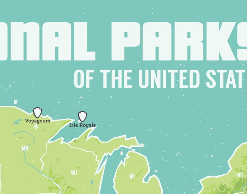 us national parks map 11x14 print etsy