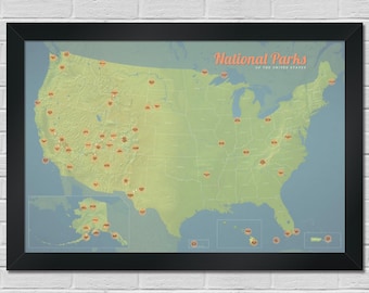 National Park Collector Pins Display Map 24x36 Poster