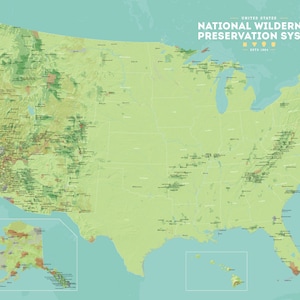 US National Wilderness Preservation System Map Poster