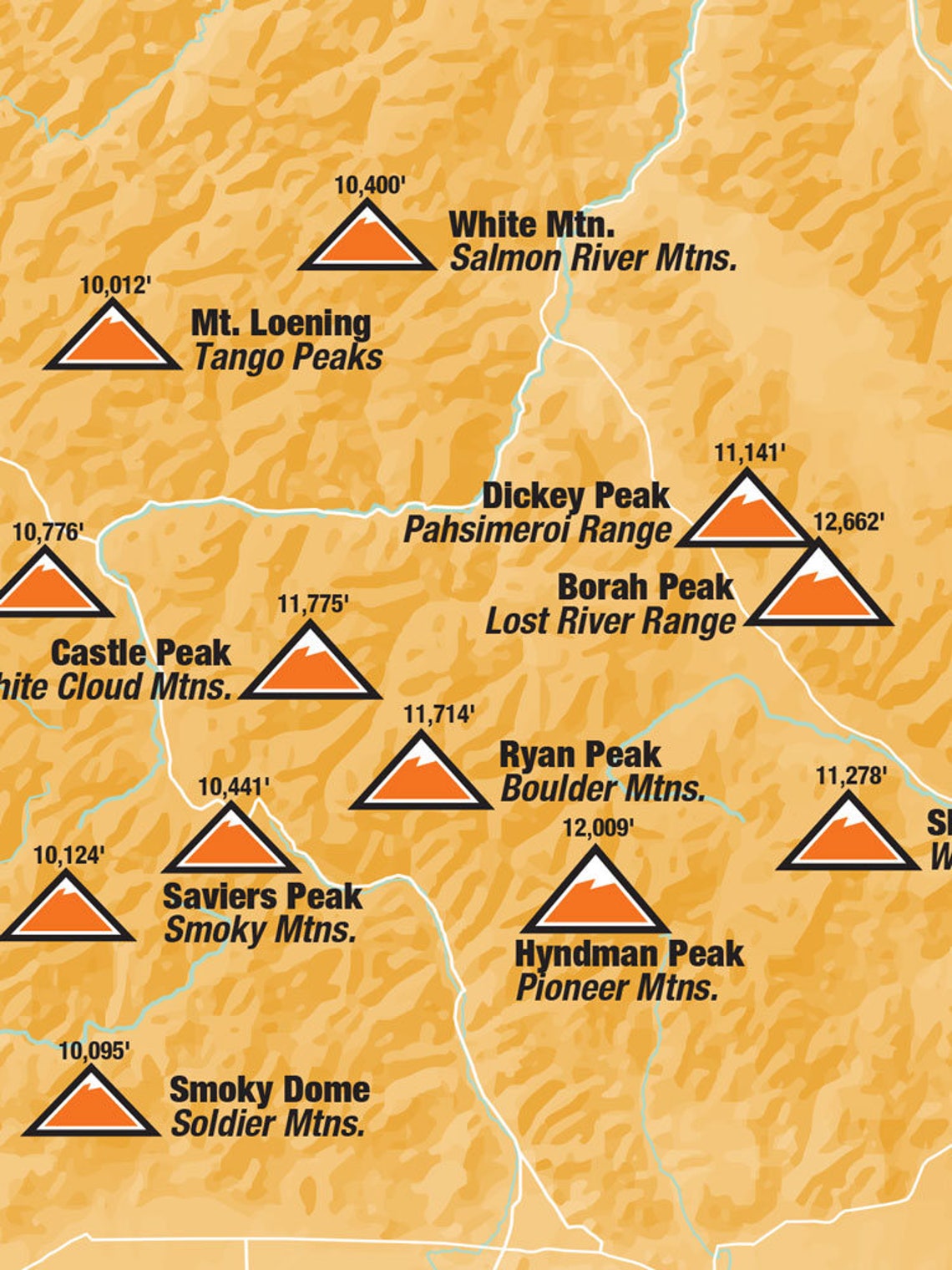 Idaho Mountain Range Highpoints Map 18x24 Poster Etsy Il 1140xN.1336681322 Tal7