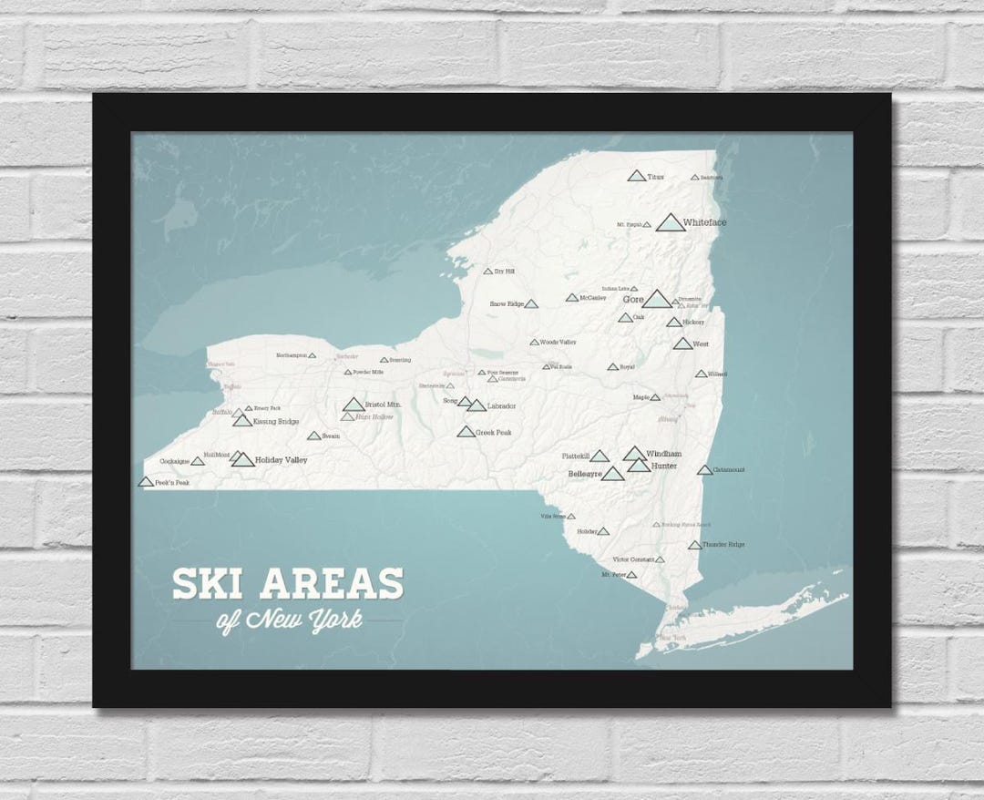 New York Ski Resorts Map 18x24 Poster - Etsy