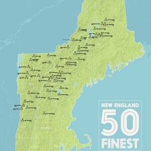 New England Fifty Finest Map 18x24 Poster